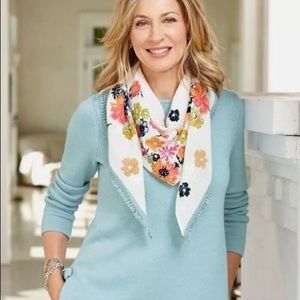 J-Jill embroidered flower triangle scarf